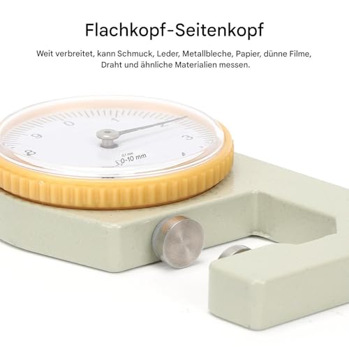 WUTA Leder-Dickenmessgerät 0-10mm Bereich Tragbarer Dickenmessgerät für Leder Papier Metallblechdicke Messwerkzeug