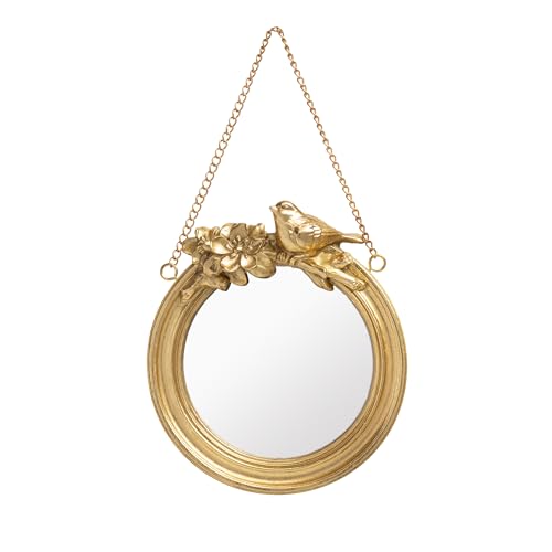 AELS Small Gold Mirror with Bird Sculpture