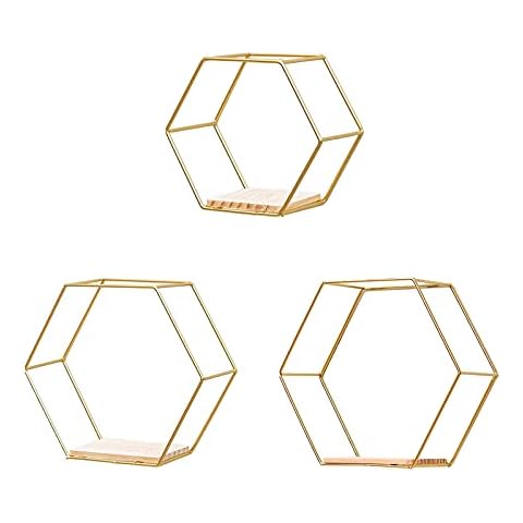 TREETDOBV 3pcs Gold Geometric Floating Shelves Cover
