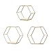 ZYLLZY Lot de 3 étagères flottantes hexagonales en métal doré avec base en bois, cadre en métal moderne pour chambre à coucher, salon, bureau, décoration d'intérieur