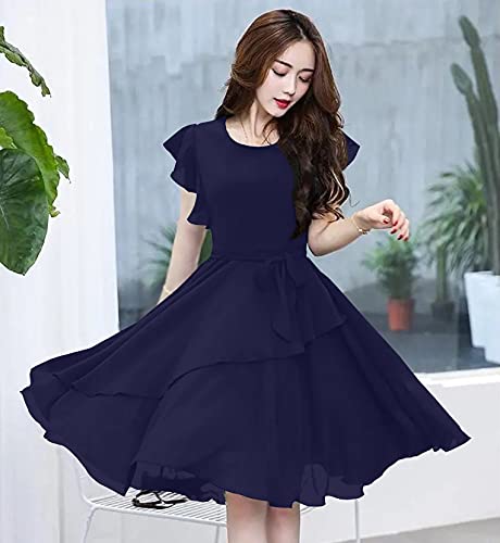 Image of GG Fashion Women's Fit and Double Flare Knee Length Dress