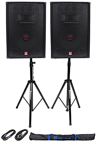 Rockville RSG15.4 15' Passive DJ PA Speaker Pair Bundle with RVSS2 Stands
