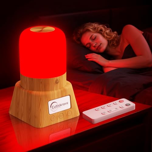 Red Light Night Light Lamp for Sleep,Red Nightlight Desk Lamp with 670nm Wavelength,Touch Remote Control Reds Light for Sleep Lamp Backed by Science,for Deep Relaxation Travel Meditation and Yoga
