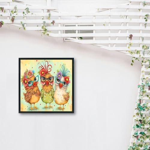 Image of MBNTJHT Hen Chicken Stamped Cross Stitch Kits for Begainner,Cross Stitch Patterns Needlepoint Kits for Adults, Cross Stitch Supplies for Adults 14x14inch