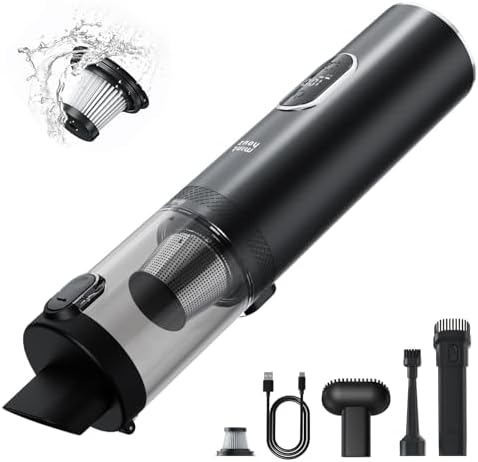 Kevsuvqin Aspirapolvere Auto 4-in-1 Senza Fili – 21000PA Motore Brushless, 6000mAh, 3 Livelli, Soffiatore E Pompa D’Aria