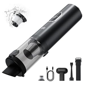 Minthouz Handheld Vacuum Cleaner, 16000Pa Portable Car Vacuum Cleaner with LED Light, 2 Washable Filters, Rechargeable HandHeld Vacum Cordless for Home, Office, Car, Keyboard, Pet Hair Cleaning