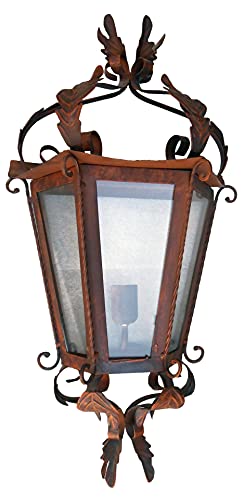 Finitura ferro vecchio ARMONIE D\'EPOCA ART 5511 A Lanterna da parete per esterno ed interno in ferro battuto, forgiata a mano, stile Liberty arte povera, ideale per ville e casali, made in Italy