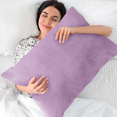 Image of BEDELITE Flannel King Size Pillow Cases Set of 2, Lavender, 20x36 Inches