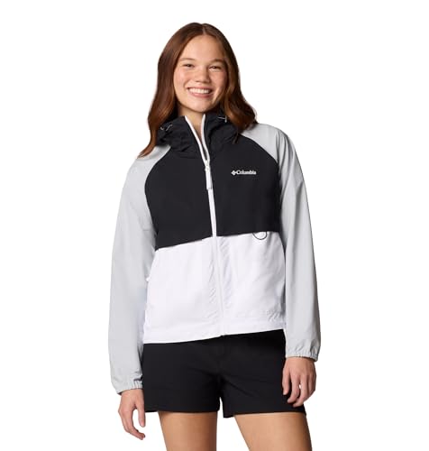 Columbia Womens Spire Valley Windbreaker White/Black/Cirrus Grey Large