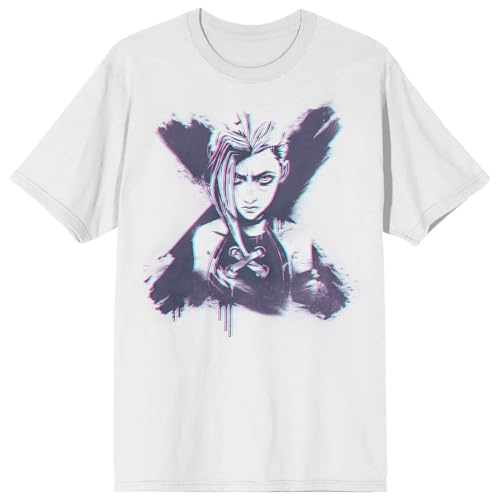 T-shirt Jinx Arcane League of Legends pour adulte en coton blanc col rond
