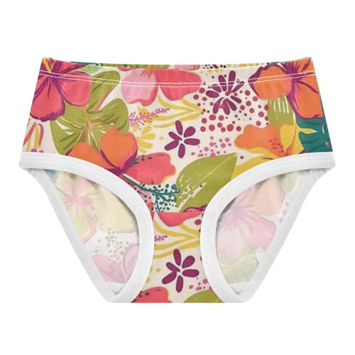 Girls' Hipster Panties Breathable Underwear for Young Girls Bright Tropical Hibiscus Floral Pattern - Main Image