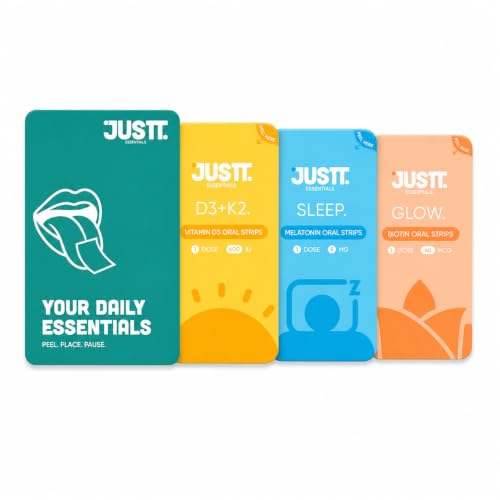 Image of JUSTT ESSENTIALS Discovery Trial Oral Strips Combo | Melts into Peaceful Nights | Healthy Hair Skin & Nails | Daily Sunshine Vitamin D3 | 5 Each | 15 Fast Dissolving Vegan Sugar-Free Films