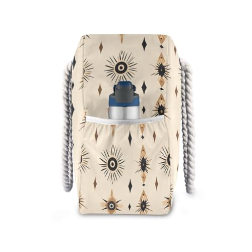 Sun Moon Boho Sturdy Large Work Tote with side pocketes Tote Bag Portable for Travel Gym Vacation3