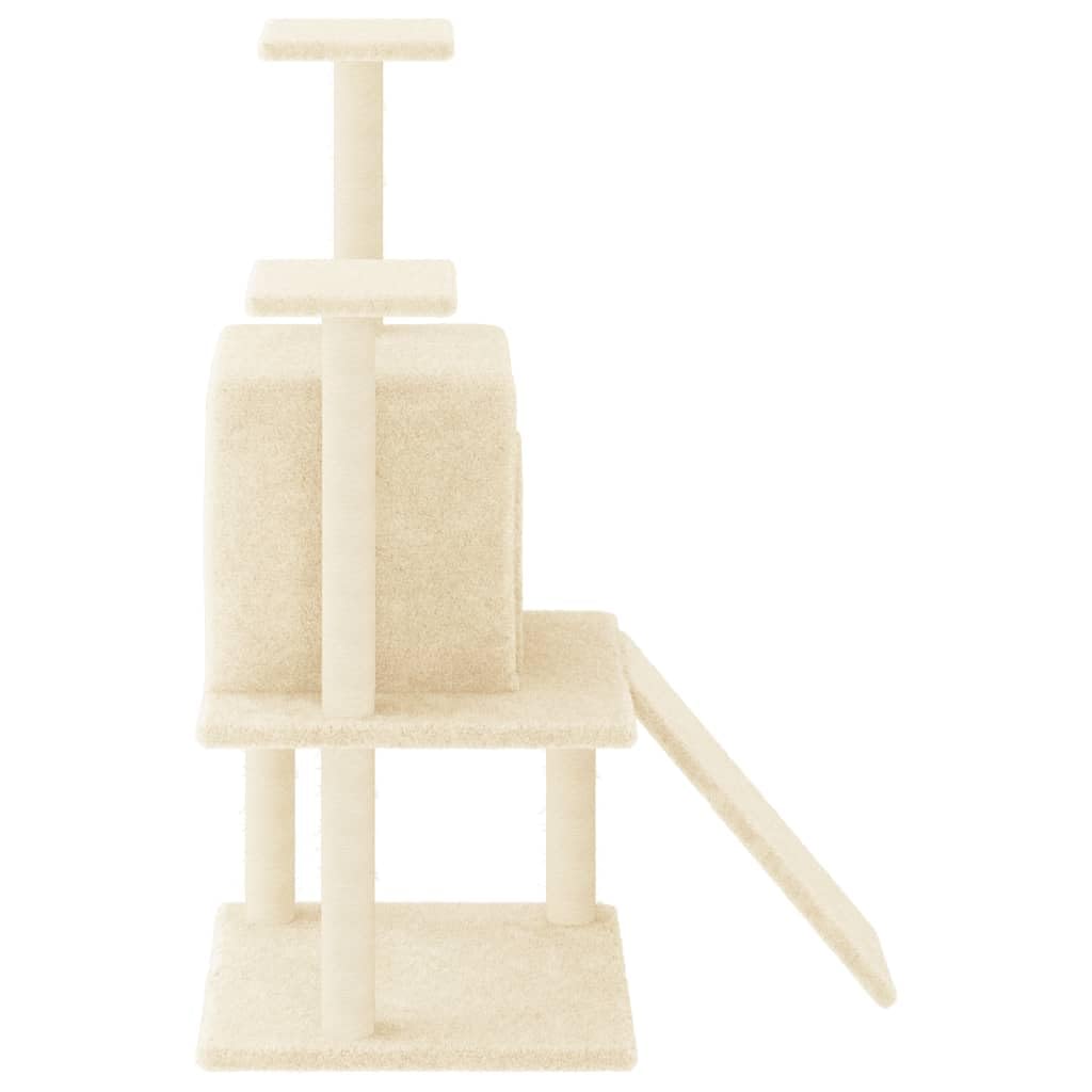 Tiragraffi per gatti in legno, colonna tiragraffi in sisal, albero da arrampicata con grotta, amaca, piattaforma e tiragraffi, torre da gioco in peluche per soggiorno e uso interno, 110 cm