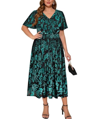 Image of TIYOMI Plus Size Velvet Dress for Women Formal Cocktail Satin Dresses for Wedding Guest XL-5XL (14W-28W)