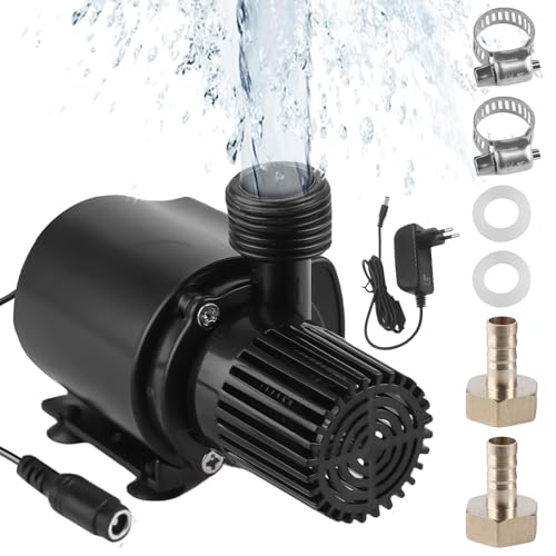 DC 12V Wasserpumpe 800L/H 5M, 15W Brushless Tauchwasserpumpe, Mini Aquarium Pumpe mit Drehzahlregelung, Amphibienpumpe Teichpumpe Pumpe für Solarbrunnen Teich Aquarium Wasserzirkulationssystem