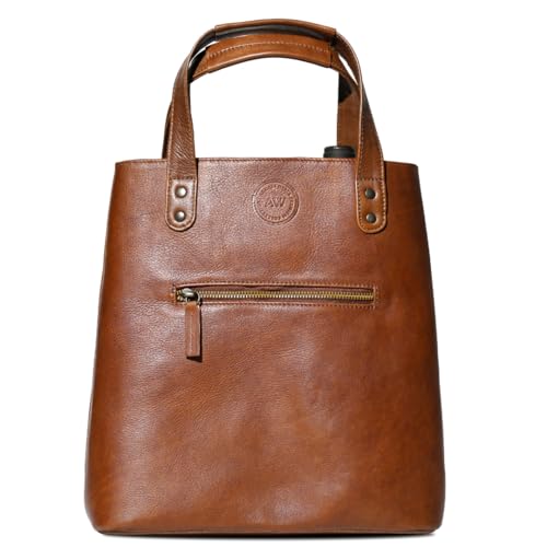 Argali Wines Premium Collection Genuine Leather Wine Tote Bag - Holds 2 Bottles, Phone Compartment & Corkscrew Pocket, Elegant Gift for Men & Women, Luxury Wine Carrier with Zipper Pocket (Brown)