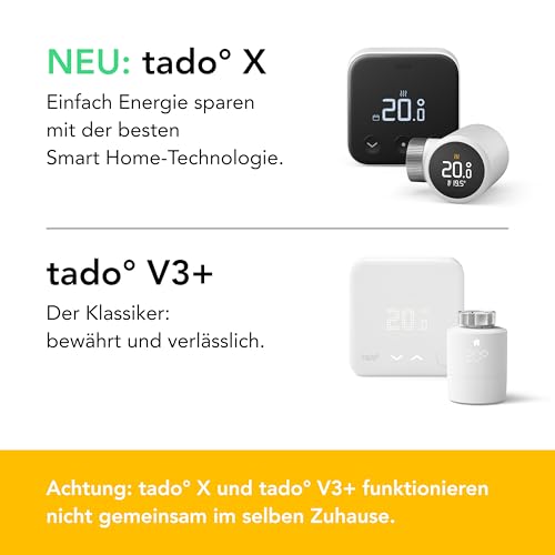 tado° Smartes Heizkörperthermostat X – Starter Kit mit Bridge X, Heizungssteuerung per App und...