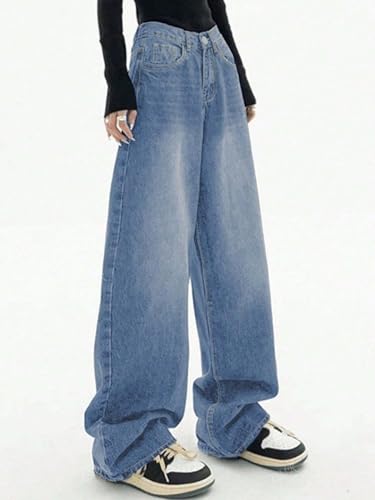 Image of KOTTY Women's Wide Leg Denim Jeans | Relaxed Fit High Waist Stylish Jeans