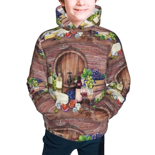 Bottle Glass Red Wine Kid Hoodies Boys Sweatshirts Girls Pullover with Pocket3