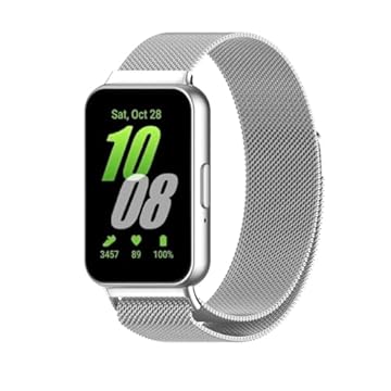 Pulseira Magnética de Metal Milanês para Samsung Galaxy Fit 3 (Prata, Galaxy Fit3)