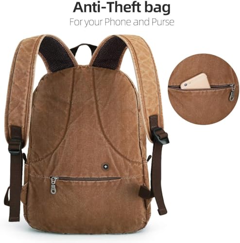 Image of Muzee Canvas Backpack for Men and Women with 15.6 inch Laptop Compartment