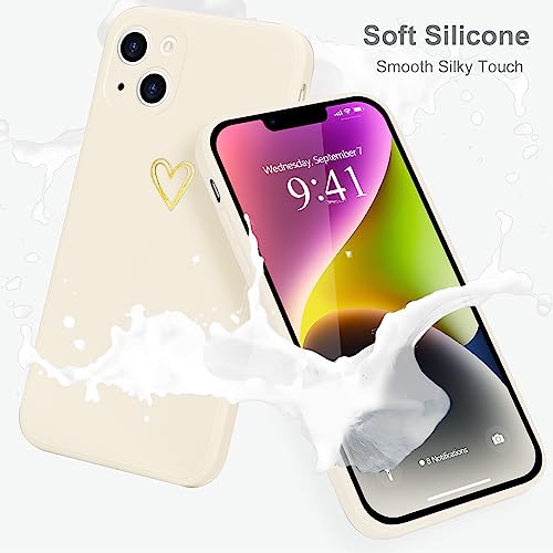 Image of Wirvyuer for iPhone 14 Case Cute Slim Shockproof Phone Case with Wireless Charging Support and Protection, Beige