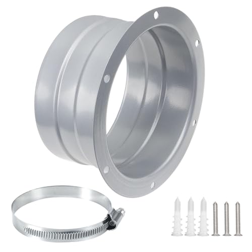 GmwyCzV 100MM Metall Flansch Luftentlüftung, Runde Rohr Wandflansch Verbinder Aus Edelstahl, Flansch Rundrohr Adapter mit Schlauchschellen aus...