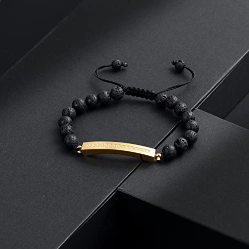 Image of memorial jewelry Classic Crystal Urn Bracelet Lava Stone 316L Stainless Steel Cremation Bangle Keepsake Urn Bracelet for Ashes