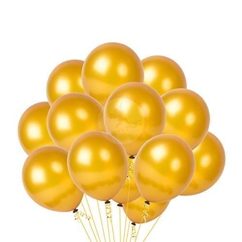 Party Propz 50 Pcs Golden Metallic balloons For Birthday Decoration, Balloons For Birthday, Anniversaries, Husband, Wife, Kids, Adults