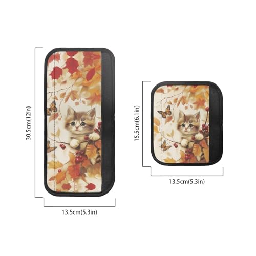 Image of 6 PCS Refrigerator Door Handle Covers Washable Keep Kitchen Appliances Clean from Stain, Fingertips Fridge Oven for Autumn Home Indoor Decorations, Cute Cat Fall Leaf