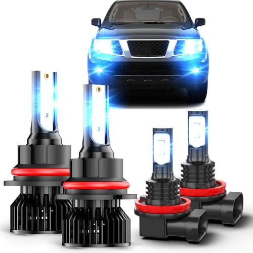 YXQQHY For Nissan Pathfinder 2005-2012,HB5 9007+H11 Lights 500% Brightness, 8000K Blue Fog Light Bulbs with Cooling Fan, IP68 Waterproof, Pack of 2