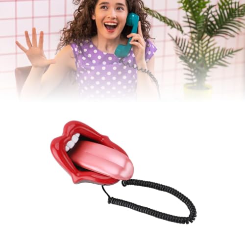 Teléfono Cableado de Cable Rojo con Diseño Boca Sexy miniatura 4