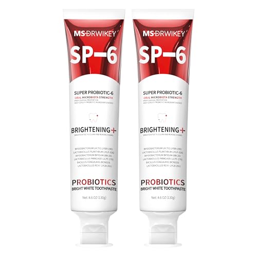 MSDRWIKEY SP-6 Probiotic Whitening Toothpaste - Enhanced Formula with 6 Probiotics for Teeth Whitening and Gum Health - Enamel-Safe, Fluoride-Free, Fresh Mint Flavor, 4.6oz (2)