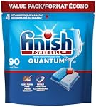 Finish Quantum Dishwasher Detergent Pods, 3-Chamber Formula, 90 Tabs | Powerball Action, No Pre-Rinse, Grease & Stain Removal, Scrubs Dried-On Food, Deep Clean & Virtually Sparkling Shine