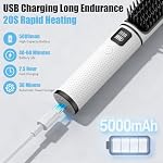 OBEST Brosse à lisser les cheveux sans fil, 2-in-1 Mini Peigne chaude chauffante portable pour femmes, 4 Paramètres de la température, 5000mAh 2.5H Redresseur rapide de voyage avec LCD Affichage