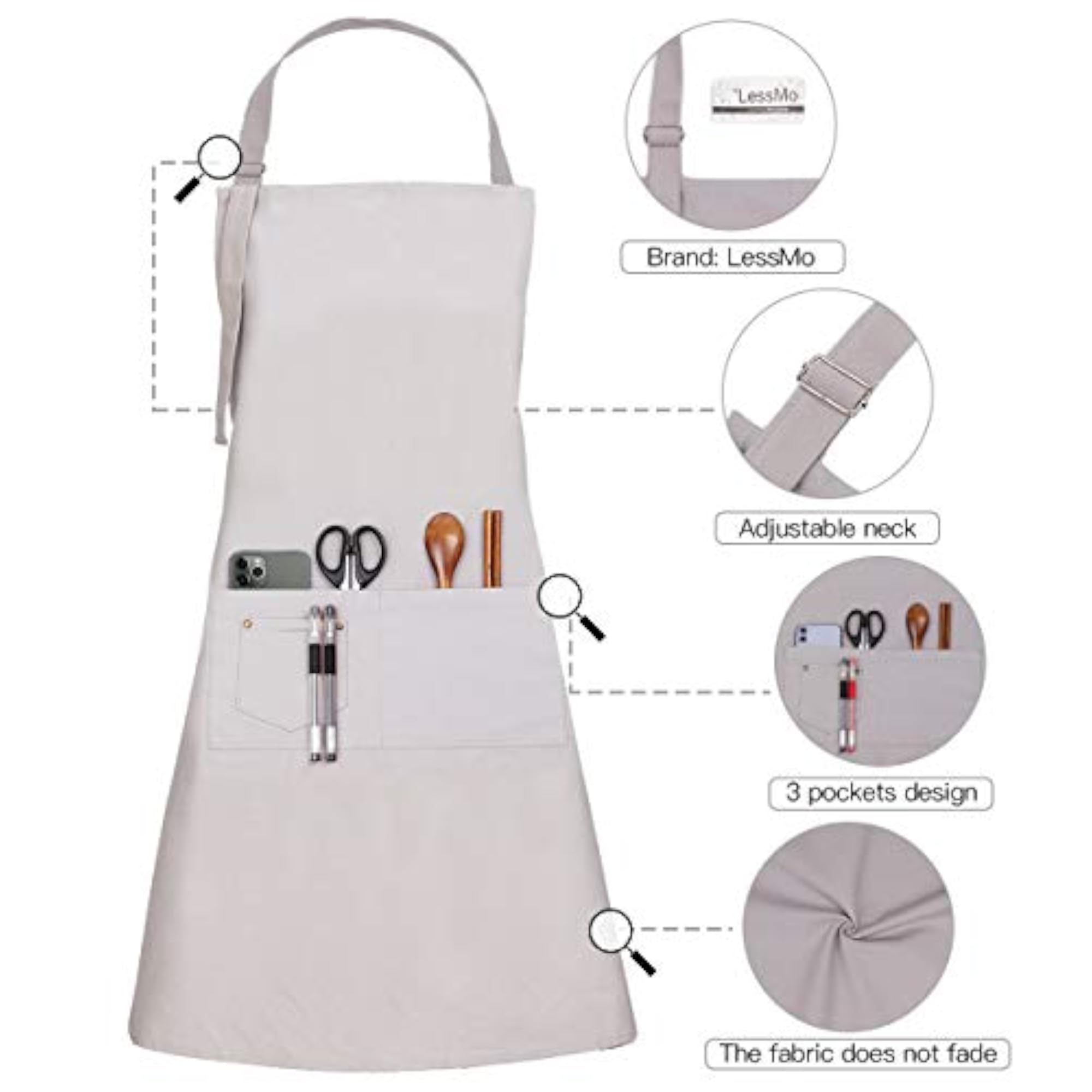 Bib Apron, Canvas Cotton Cooking Apron for Women Men