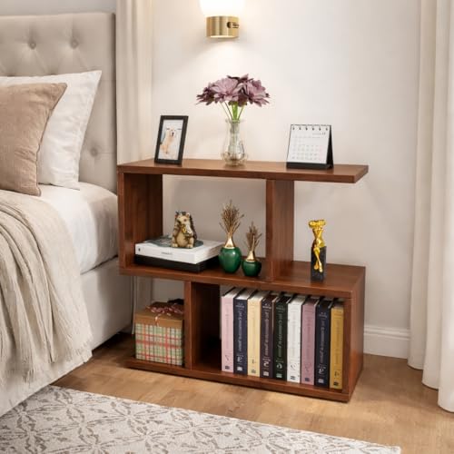 Image of SPYDER CRAFT Zig Zag Engineered Wood Bedside Table for Bedroom|Wooden Modern Side Tables for Bedroom|Side Table for Bed Room|Corner Table for Bed Room (Finish Color -Colambian, DIY(Do-It-Yourself))