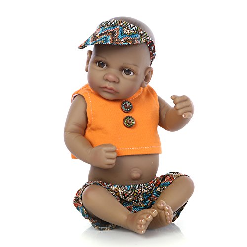 Funny House 10Inch 26Cm Full Body Silicone Soft Vinyl Real Looking Reborn Baby Dolls Lifelike Native American Indian Style Black Skin Boy Newborn Doll #TOP6