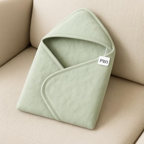 Image of PWI Ultra Soft Baby Wrapper for 0-6 Months | Hooded Blanket | Lightweight & Breathable | Super Cozy Cloudy Fabric | 30x30 Inch (Sage Green)