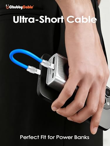 chubbycable Cute Chubby - Power Bank Friendly Charger Cable Durable 240W Fast Charging Cord Ultra-Thick Silicone Short USB C Cable Compatible with Phones Tablets, Blue, Type C-Type C, 20 inch