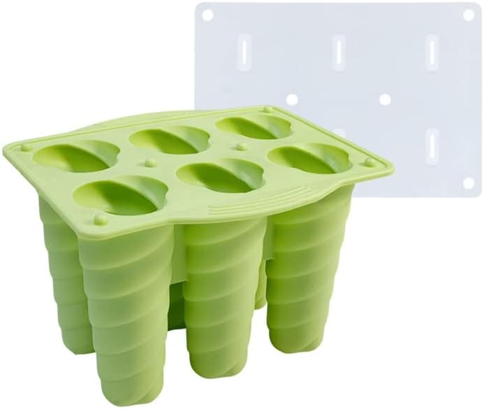 Ice Pop Molds Silicone ice cream mold with cover DIY Ice can be reused stick making Kitchen hand tools(Green)