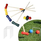 ORHEYA Krocket Set aus Holz für draußen, Gartenspiel für 4 Spieler, Kinder & Erwachsene, Croquet Spiel mit Schlägeln, Bällen und Wickets, Geschicklichkeitsspiel für Garten und Outdoor Aktivität