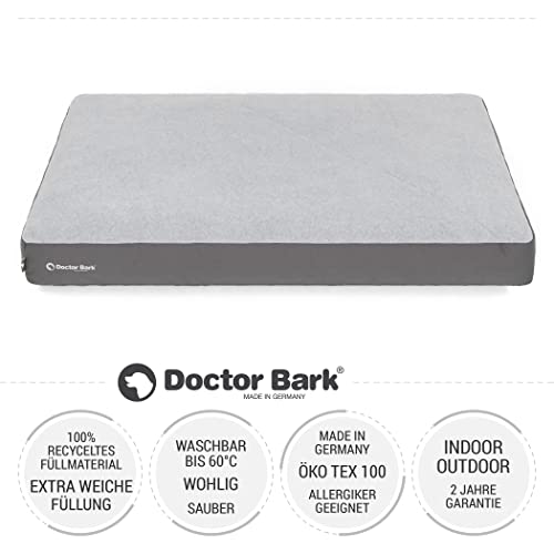 Doctor Bark Hundekissen Große Hunde Waschbar - Hundebett Weich Flauschig - Strapazierfähiges Kuscheliges Liegekissen - GreenLabel (L - 100x72 cm, Grau)