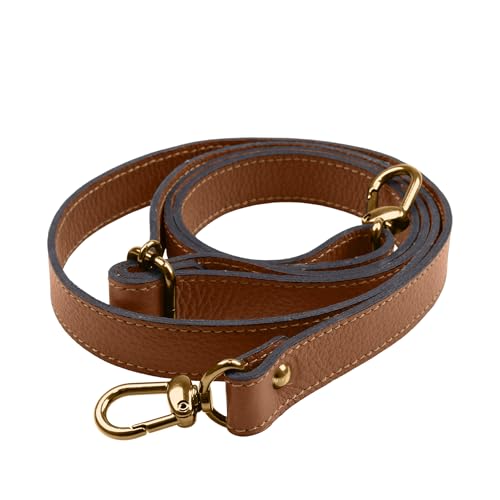 Alça Transversal de Couro Bovino Legítimo Ajustável p/Bolsa Mariart (Camel)