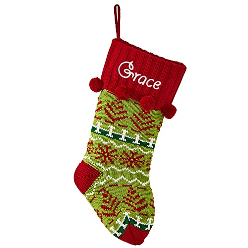 Let's Make Memories Personalized Snowflake Knit Christmas Stocking - Snowflake