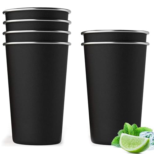 Opiniones de Vasos de acero inoxidable los preferidos por los clientes. 43 Vasos de Acero Inoxidable Apilable 500ml 6PCS, Taza Termica Frio y Caliente, taza de café, Diseño en Color Mate, para Hogar, Reuniones, Fiesta y Viajar (Negro)