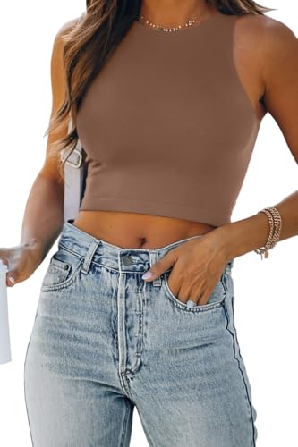 Image of EFAN Womens Sexy Sleeveless Double Lined Crop Tops Workout Cute Tight Racerback Tank Tops Summer Clothes Teen Girls 2025