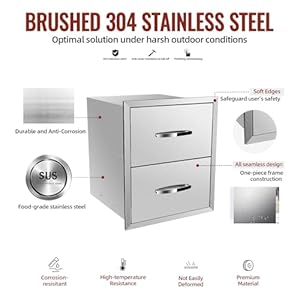 Outdoorkitchendrawersbbqdrawersforoutdoorgrillstation18wx23hstainlesssteelbuiltincabinetwithhandleweatherproofanddurablestorageforbbqaccessoriesandtrash Urban Country Home Decor Outdoor kitchen drawers bbq drawers for outdoor grill station 18w x 23h stainless steel built in cabinet with handle weatherproof and durable storage for bbq accessories and trash urban country home decor