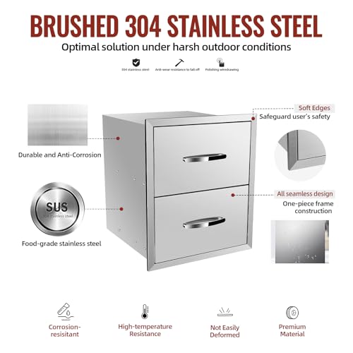 Outdoorkitchendrawersbbqdrawersforoutdoorgrillstation18wx23hstainlesssteelbuiltincabinetwithhandleweatherproofanddurablestorageforbbqaccessoriesandtrash Urban Country Home Decor Outdoor kitchen drawers bbq drawers for outdoor grill station 18w x 23h stainless steel built in cabinet with handle weatherproof and durable storage for bbq accessories and trash urban country home decor